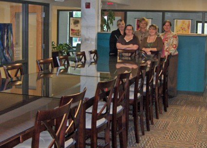 SSO Staff (LtoR): Becky Wood, Development Manager; Michelle Yarbrough, Executive Secretary; Janice Bennett, Executive Director; Lindsay Clark, Finance Manager; Tiffanie Grandon, Operations Manager (not pictured, Ellie Swogger, Marketing Manager)